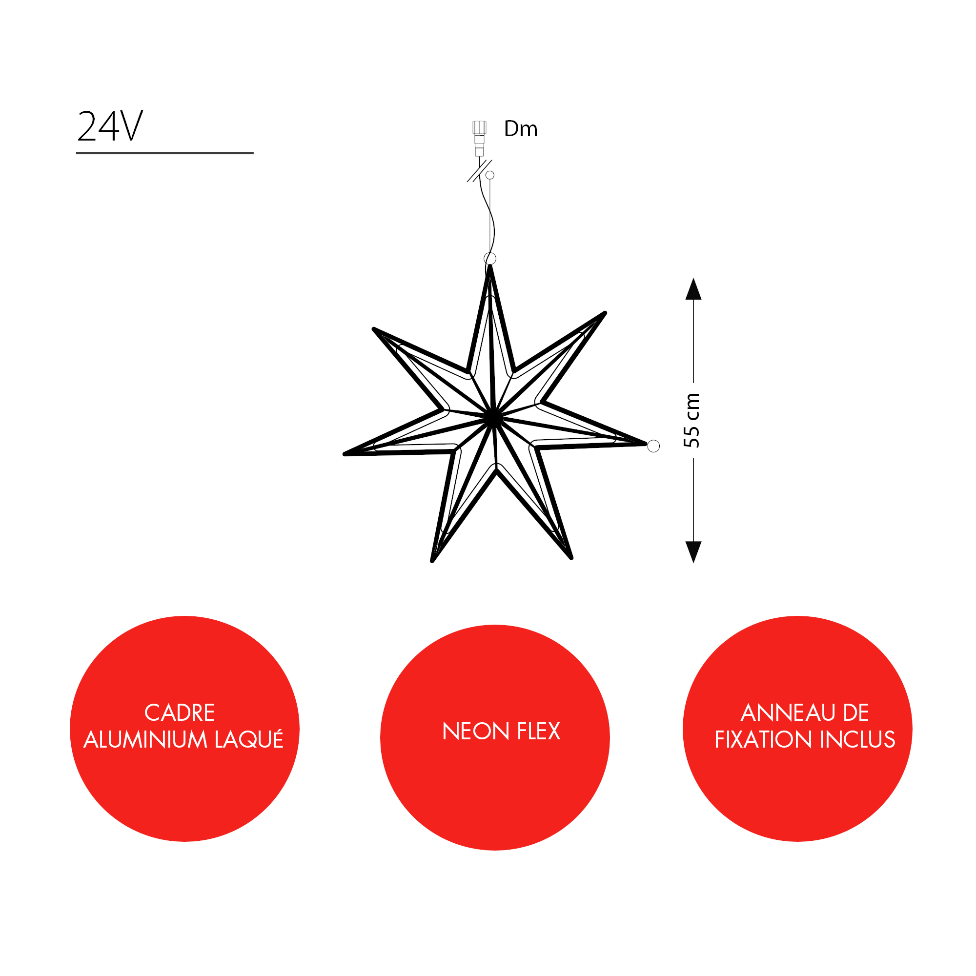 Suspension étoile néon flex- 24V